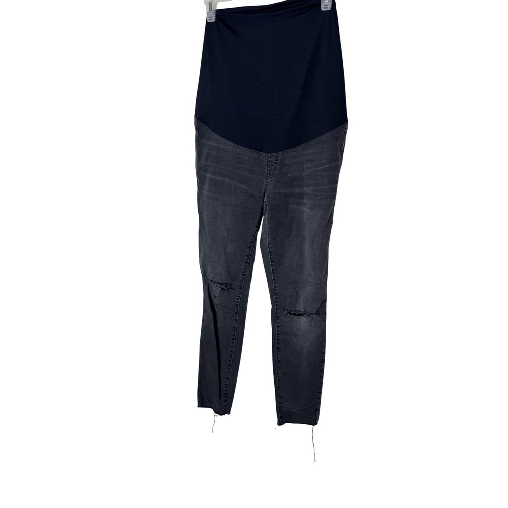 Madewell Maternity‎ Skinny Jeans Womens 26 Gray Distressed Raw Hem Stretch Denim